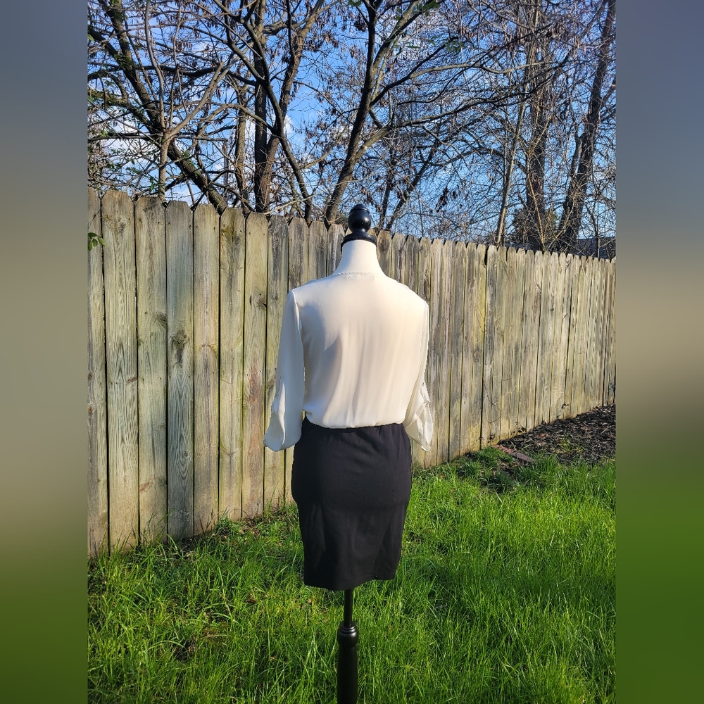 HAVE small white and black  cocktail pencil chiffon dress - Picture 5 of 8